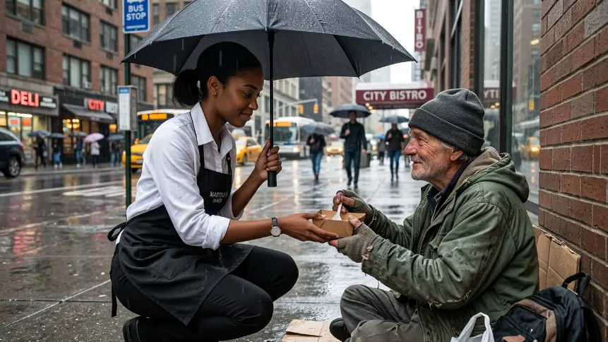 Waitress Gave Her Lunch to a Homeless Man — The Next Day, Her Name Was on the Billionaire’s Will