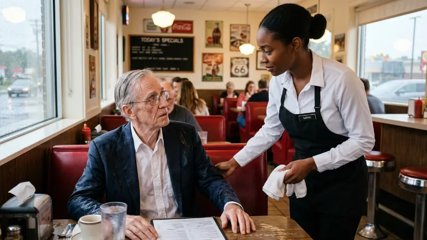 Poor Waitress Helped a Billionaire Old Man in the Rain — What Happened Next Day Shocked Everyone.