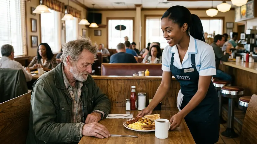 Poor Waitress Pays For an Old Man's Lunch Every Day—Unaware He's A Millionaire
