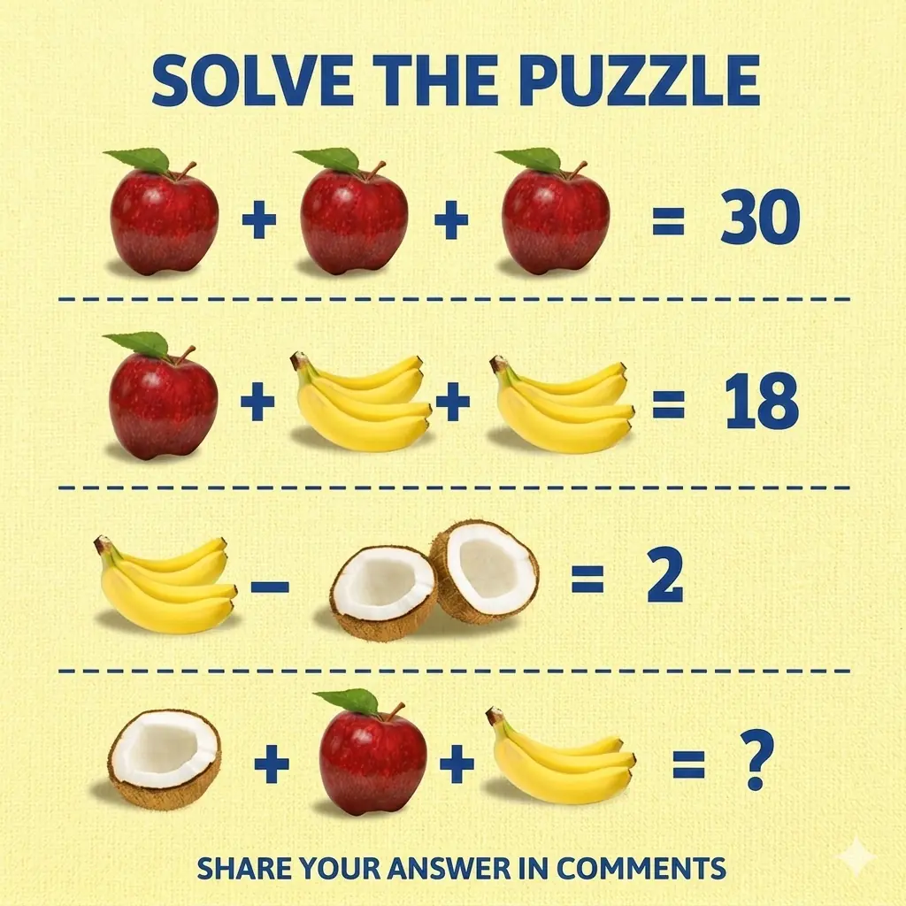 Can You Solve This Viral Fruit Math Puzzle? The Correct Answer Explained!