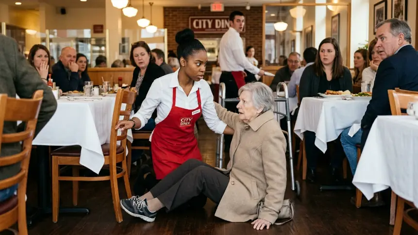 The Waitress Helped An Elderly Woman Who Had Fallen – And That Woman Turned Out To Be The Billionaire's Mother.