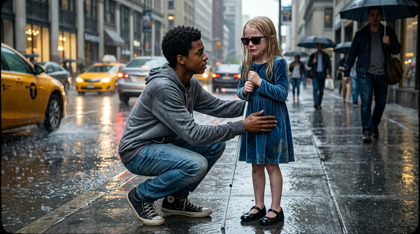 Everyone Ignored the Lost Blind Girl — Until a Poor Black Boy Helped Her
