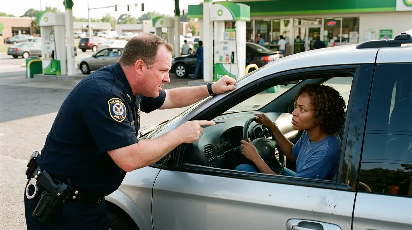 Cop Harassed Black Woman at Gas Station — Started Shaking When He Saw Police Chief in Car