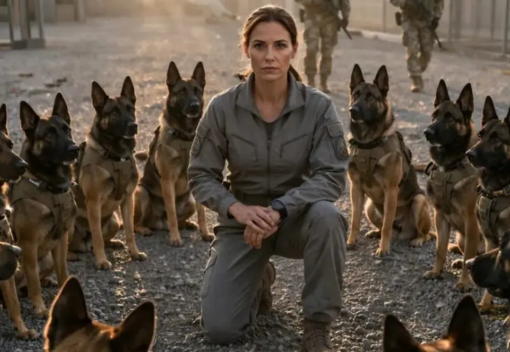 A naval base officer ordered fifteen service dogs to attack the woman, supposedly to teach her a lesson, but instead the dogs suddenly surrounded her, and then something unexpected happened