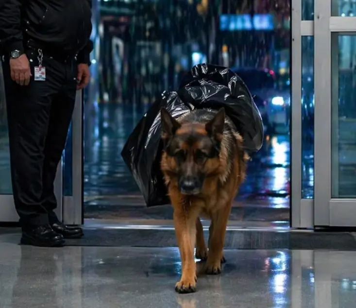 The dog ran into the hospital with a huge black garbage bag on its back: the nurses tried to drive it away, until one of them noticed something strange in its behavior