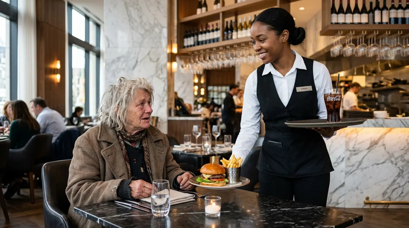 She Offered The Old Woman A Free Meal – Shortly Afterwards, A Car Pulled Up In Front Of The Restaurant.