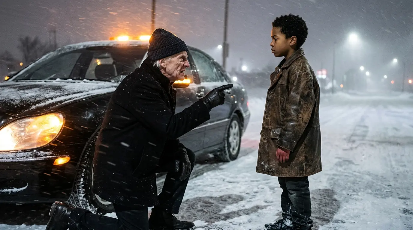 Poor Black Boy Help Stranger Fix Flat Tire in Blizzard — Next Day, Rolls Royce Parks Outside His House