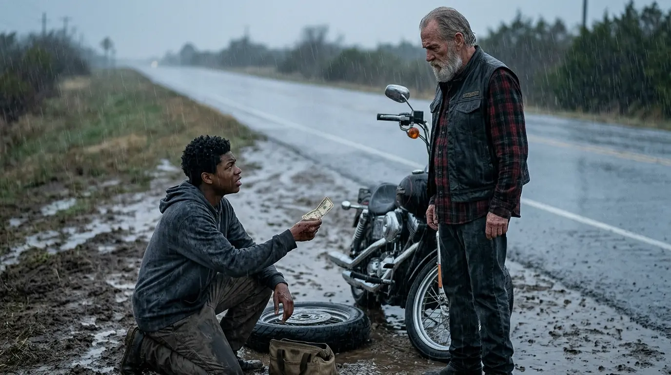 Black Boy Spent Last $10 Helping Hell's Angel — What 100 Bikers Brought Left Him Speechless