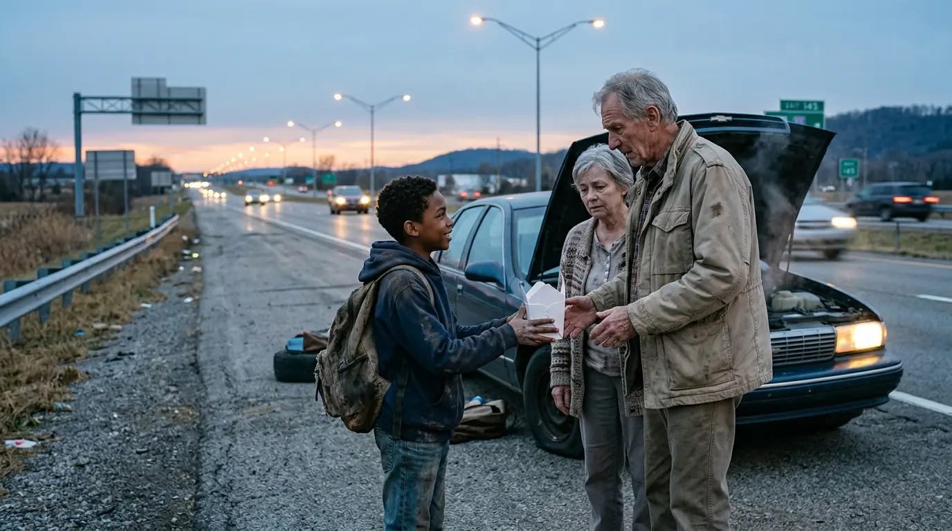 Black Boy Gives His Meal to Elderly Couple — Next Day, a Billionaire Knocked