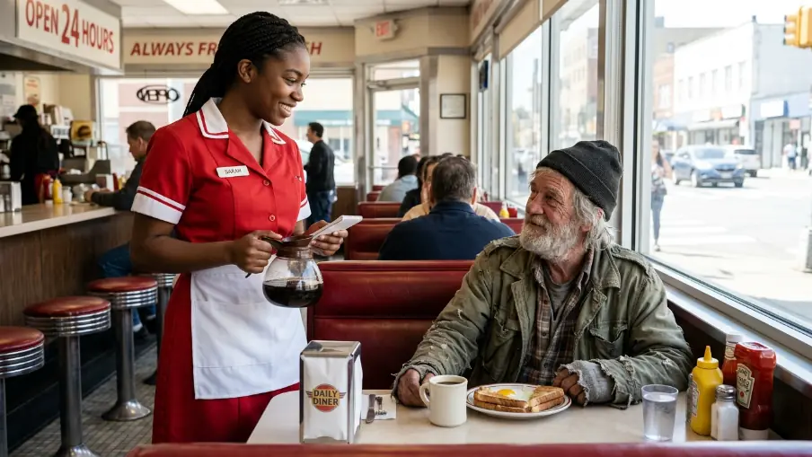 A Kind Waitress Paid For An Old Man's Coffee – Unaware That He Was An Billionaire Looking For An Heir.