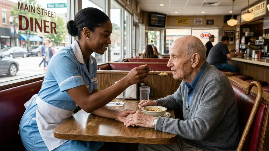 A Waitress Fed a Weak Old Man Daily—Then His Billionaire Son Walked In Unexpectedly.