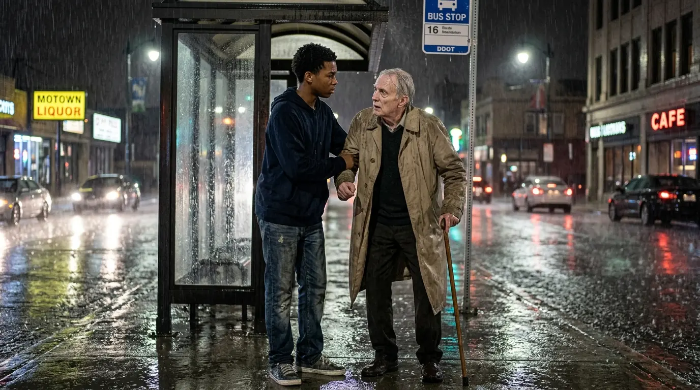 Poor Black Boy Walks an Old Man Home in a Storm — Next Day Billionaire Sends Men