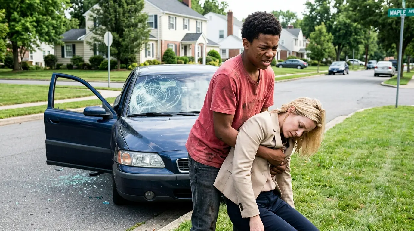 A Black Boy Rescues a Woman Passed Out in a Locked Car  — What He Does Next Will Shock You!