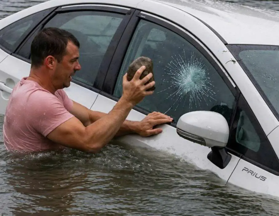 I saved a dog from a sinking car by smashing the window while the driver calmly went into a store and left it by the river… but instead of gratitude, I was sued for property damage