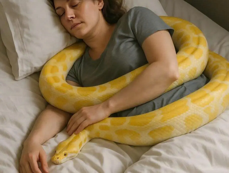 A young woman kept a huge python at home: one day the snake began to behave strangely, stopped eating and coiled itself around its owner’s waist: Then the woman discovered something terrifying about it