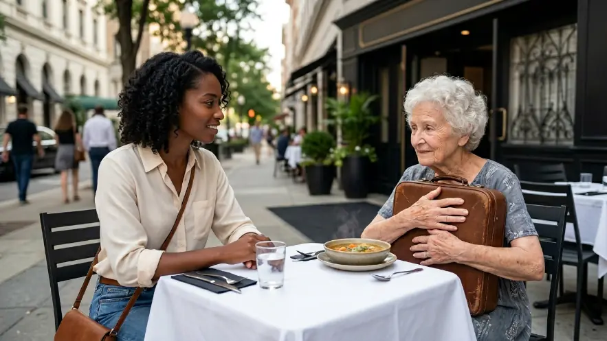 A Black Girl Invited A Homeless Elderly Woman To Have A Meal — And Soon Sfter, A Suitcase Changed The Life Of A Young Girl.