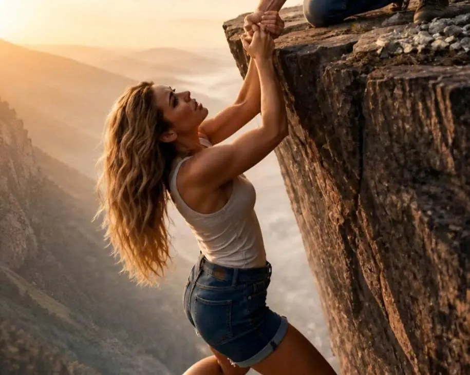 During a walk, a woman accidentally stumbled and almost fell off a cliff, but her husband, instead of helping her, pushed her, not even suspecting what would happen just a few seconds later