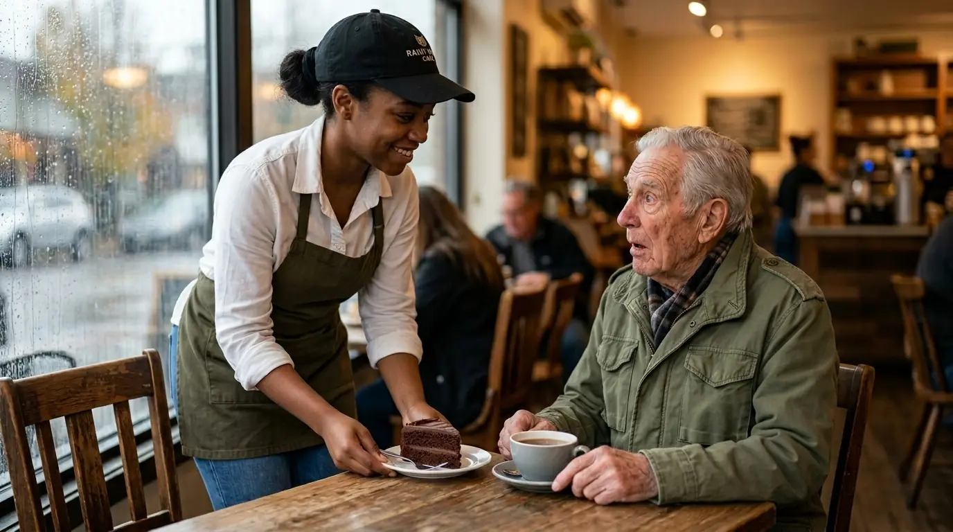 A Young Waitress Serves A Quiet Veteran Every Day — The Next Day, A Woman Came Looking For Her