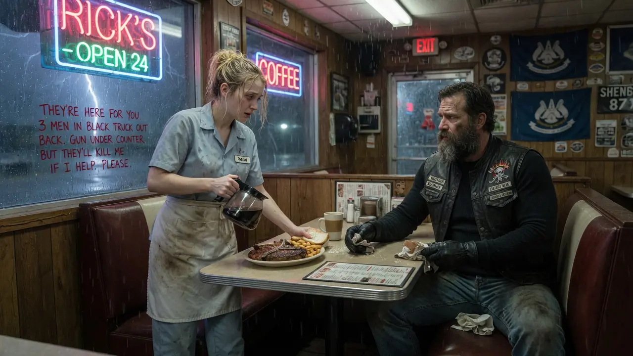Waitress SLIPS A Note to a Hells Angels Biker: "Don't Eat It!" — What Happened Next Was BRUTAL