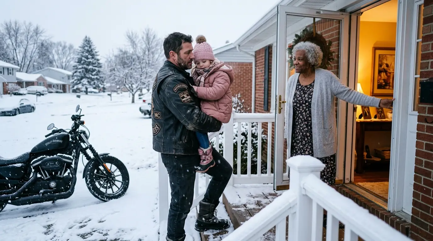 A Woman Shelters a Freezing Hells Angel and His Daughter for 1 Night — Days Later Dozens of Bikers Arrive