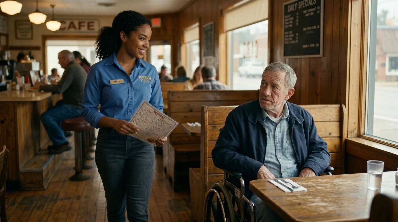 A Waitress Helped a Paralyzed Man Pay for His Meal — Days Later, Her Life Changed