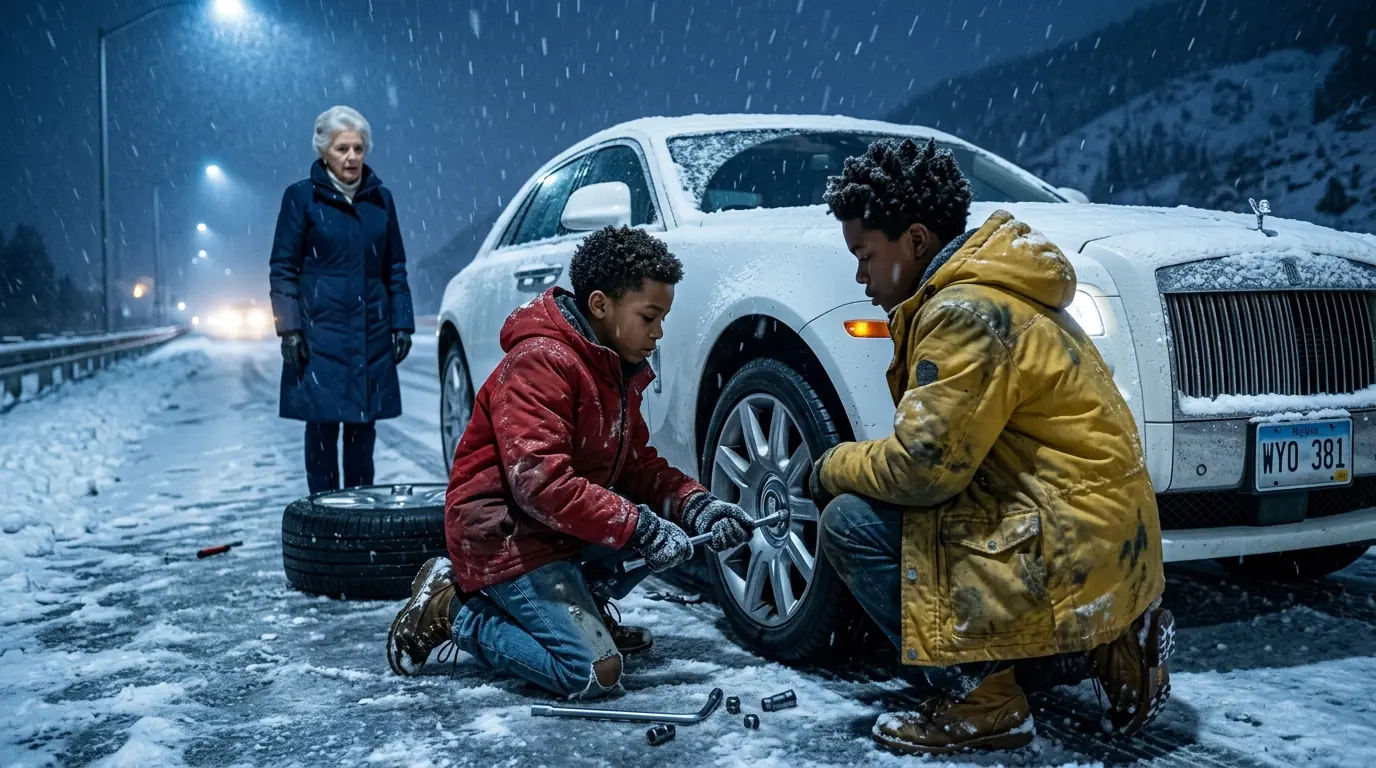 Two Black Boys Helped a Billionaire Fix Her Tire — Next Day, Her Rolls Royce Was Outside Their Home