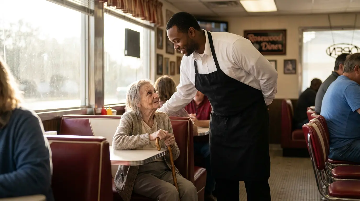 Poor Waiter Helped a Quiet Old Woman Every Morning — Until One Day, Her Lawyer Arrived