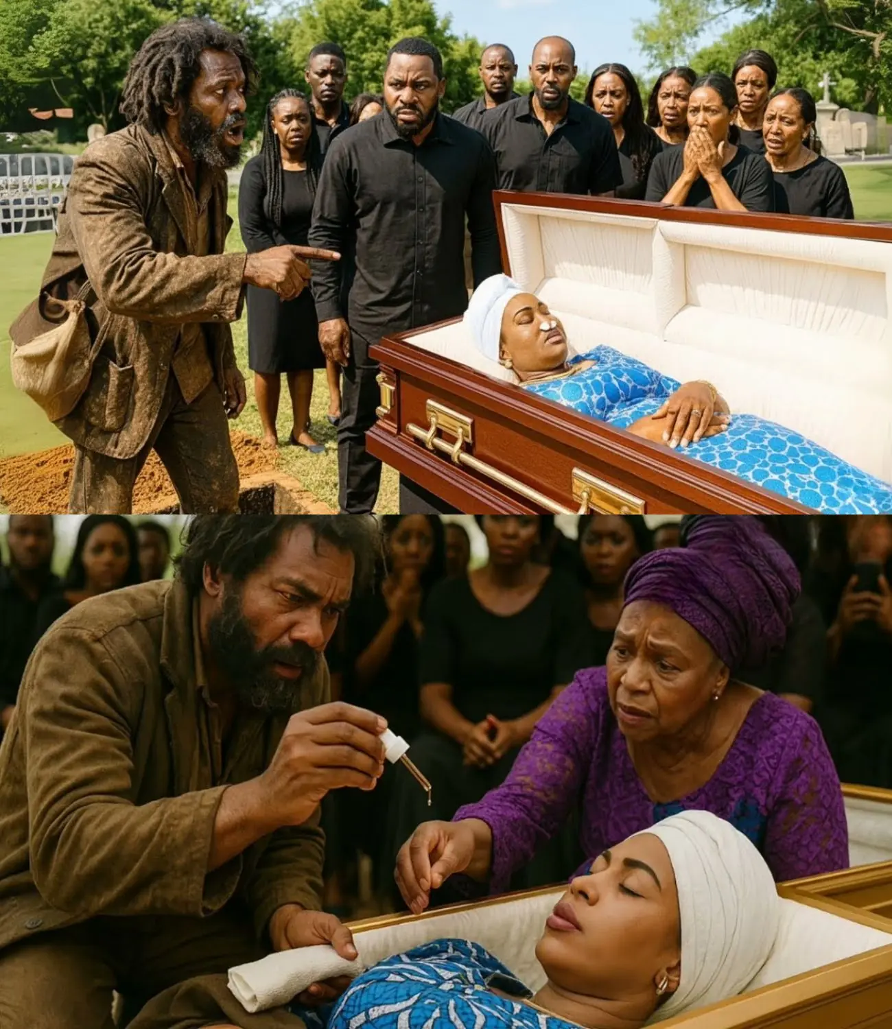 “She’s Not Dead”, Homeless Man Stops Billionaire’s Funeral To Save Her, What Happened Next Shocked