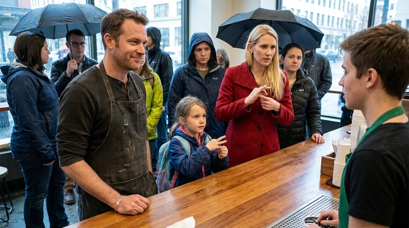 Deaf Woman Struggled to Order Coffee — Until a Single Dad Signed a Message That Lit Up Her Smile