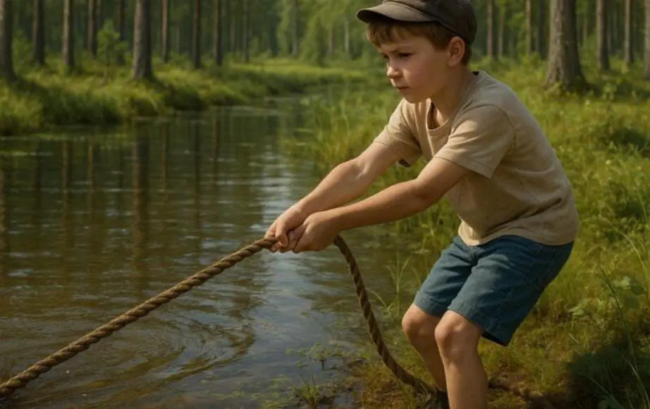 A six-year-old boy saw a wet rope by the river: he pulled it, and a few minutes later something terrifying surfaced