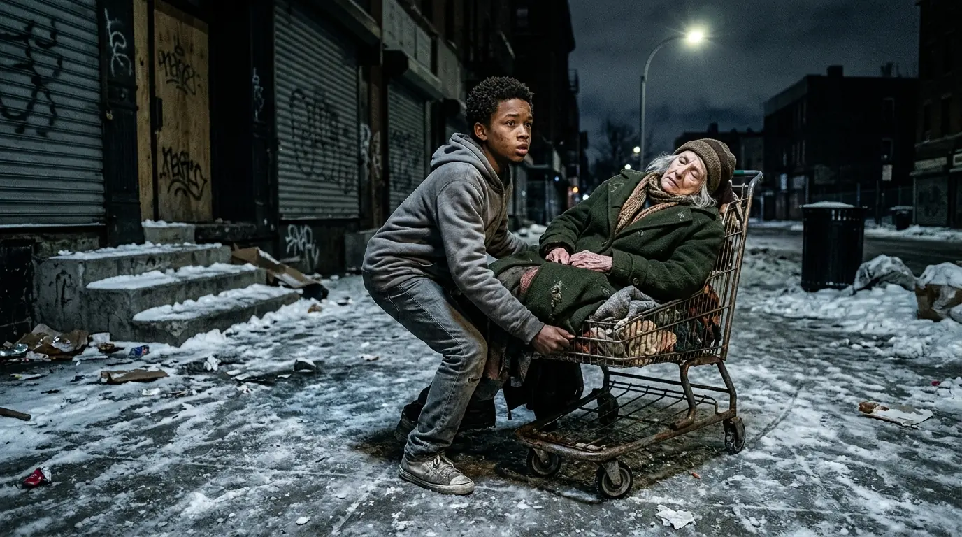 Homeless Boy Saves a Weak Old Woman on a Cold Night — The Next Morning, Men in Suits Came Looking for Him