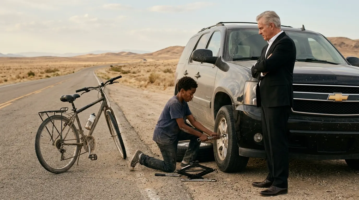 Poor Boy Helps a Lost Man with a Flat Tire — Days Later, the Man Returns with a Letter