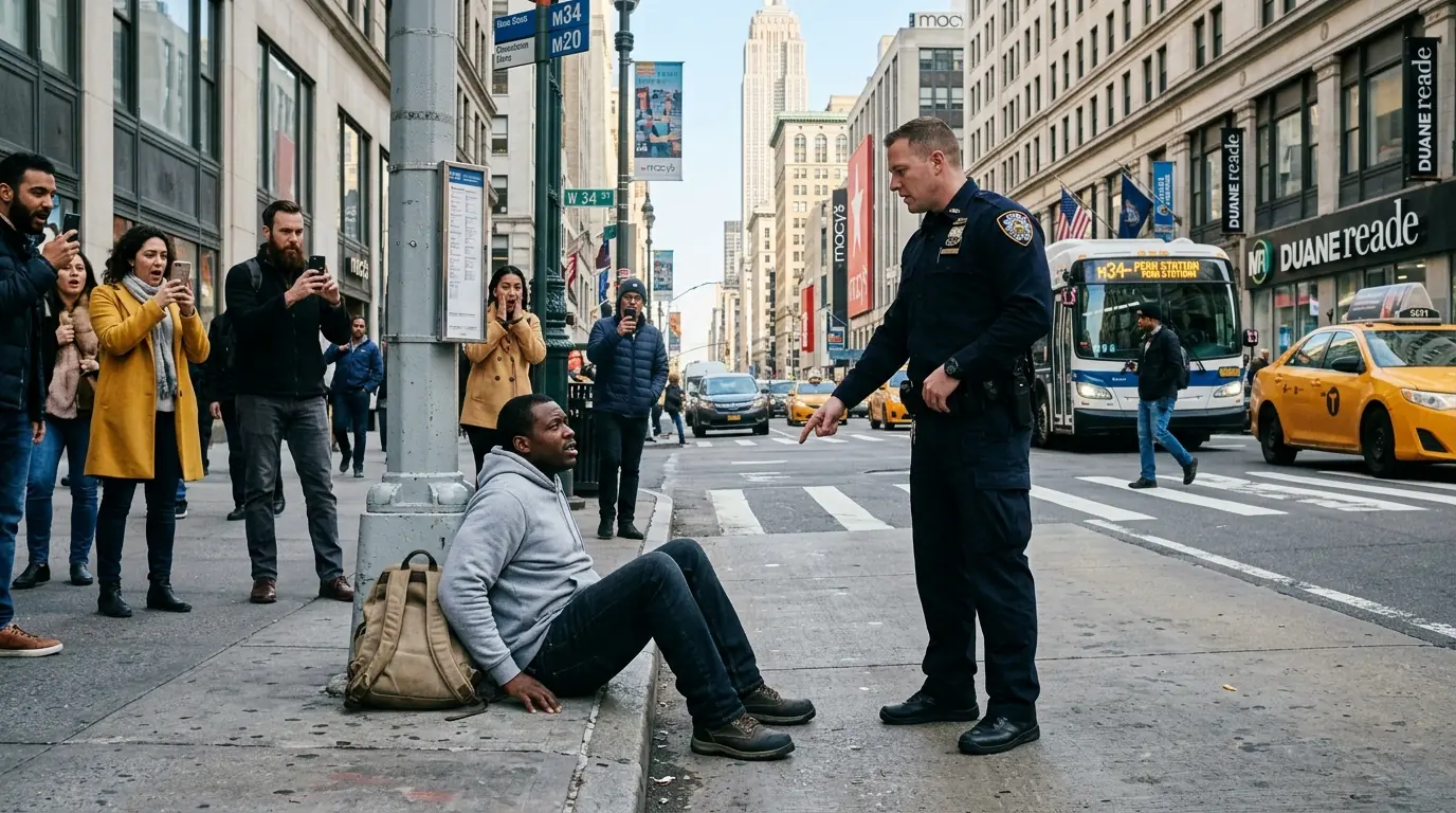 Cop Pushes Black Man Into Traffic — News Helicopter Catches Everything