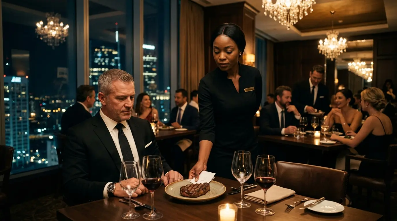 A BILLIONAIRE MOCKED A QUIET BLACK WAITRESS — THEN SHE SLID A NOTE UNDER HIS PLATE