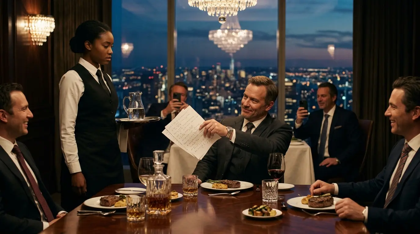 A BILLIONAIRE MOCKED A BLACK WAITRESS IN FRONT OF HIS FRIENDS — THEN SHE SOLVED THE EQUATION