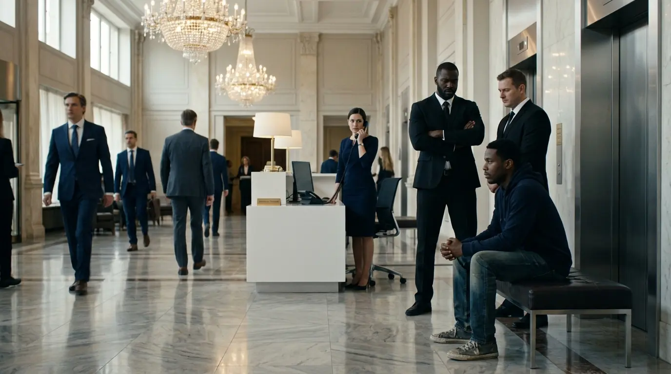 SECURITY TRIED REMOVING A MAN IN A HOODIE FROM THE BANK — THEN HE WALKED INTO THE BOARDROOM