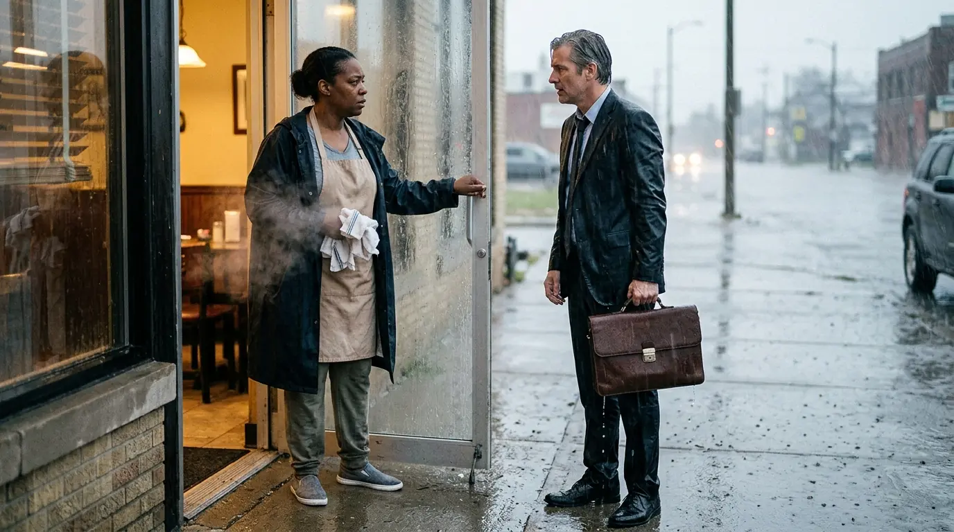 A Kind Waitress Sheltered a Lost Stranger During a Storm — Days Later, Black Luxury Cars Stopped Outside Her Restaurant