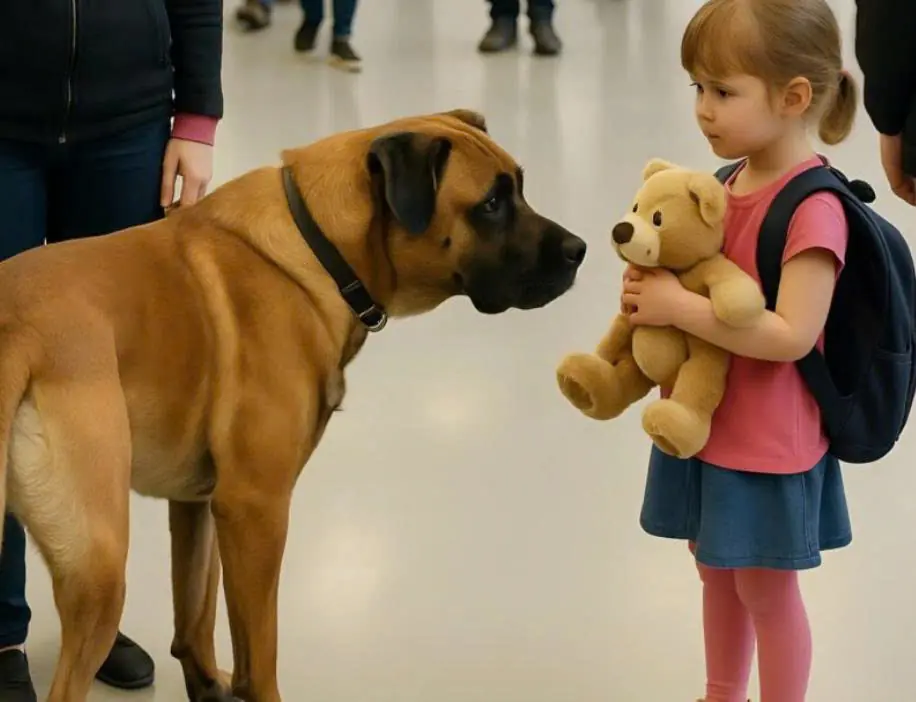 Service dog started barking when he saw a 5-year-old girl, then snatched the stuffed toy from her hands: and then something unexpected happened