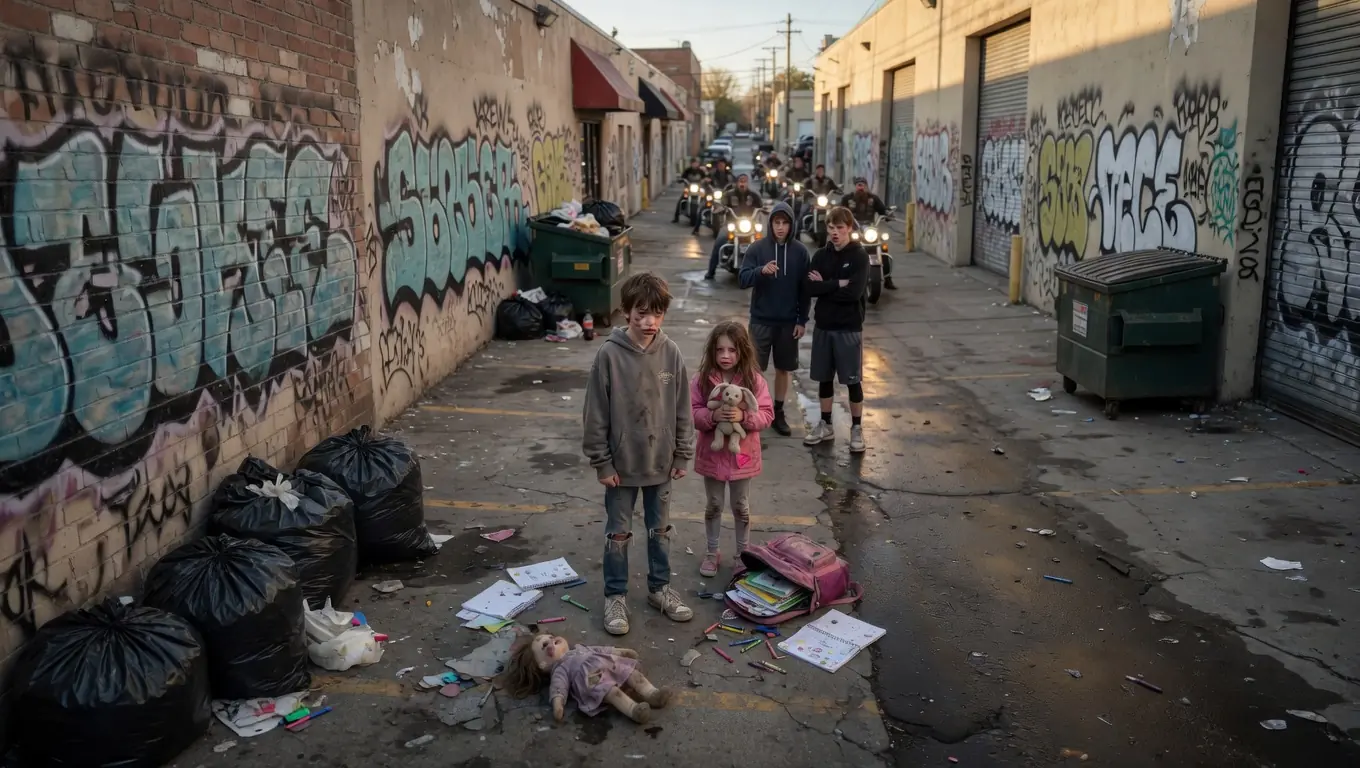 A HOMELESS BOY TOOK A BEATING FOR A LITTLE GIRL — THEN HER BIKER FATHER SHUT DOWN THE ENTIRE CITY