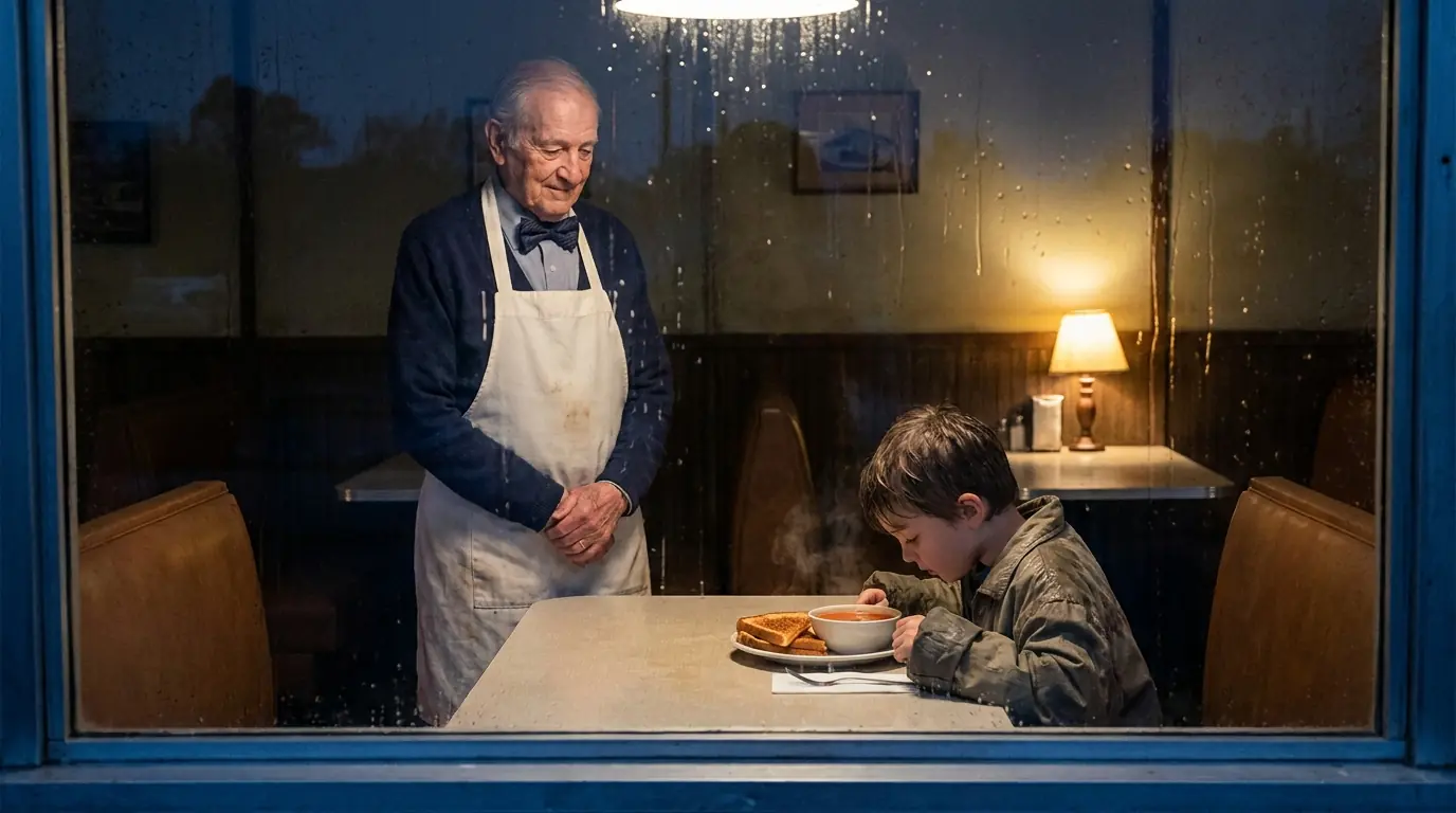 Old Waiter Served a Homeless Boy in His Diner — Years Later, the Boy Came Back With the Whole Town Watching