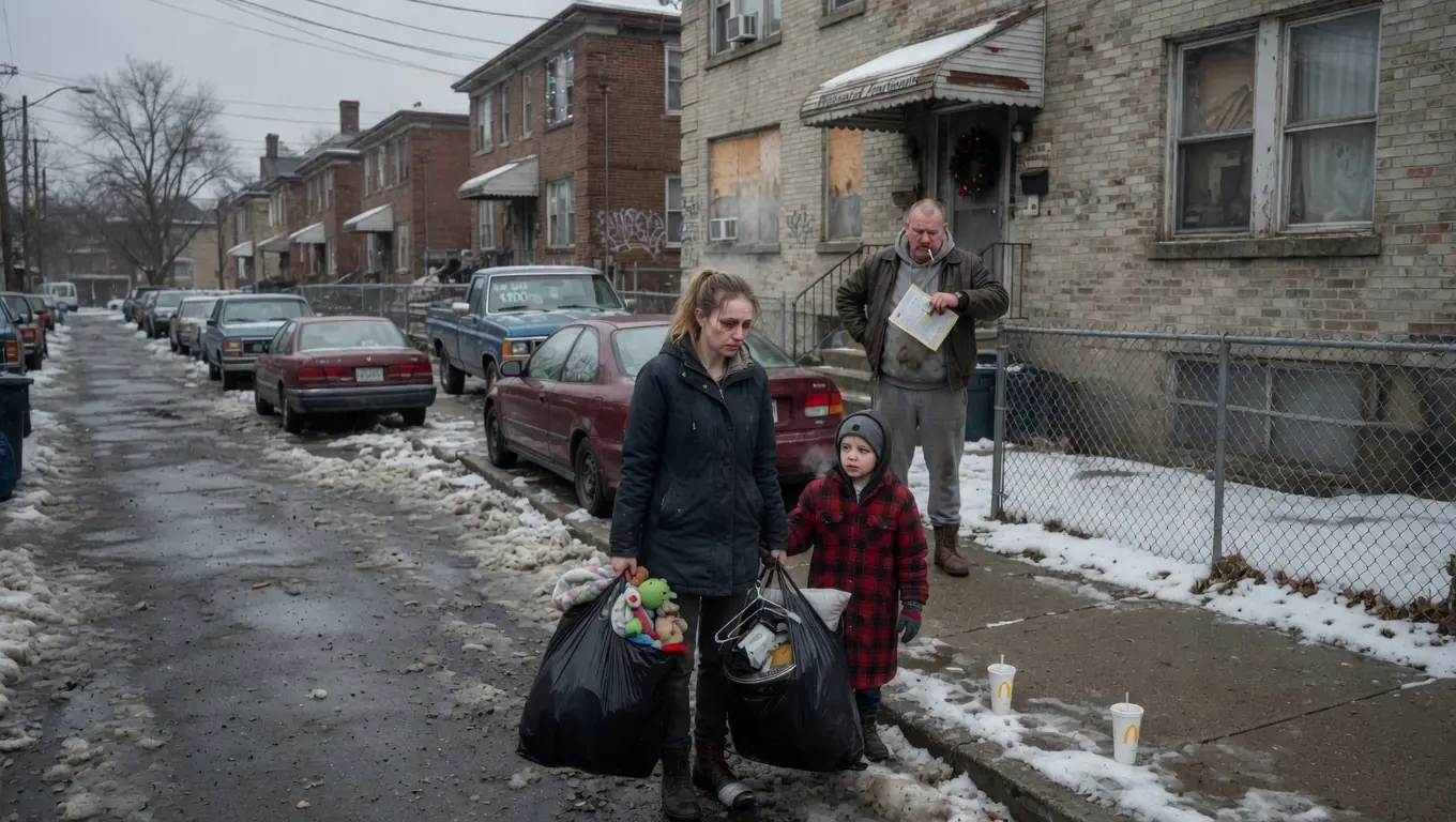 A LANDLORD THREW A SINGLE MOM OUT ON CHRISTMAS EVE — THEN 100 MOTORCYCLES STOPPED IN FRONT OF HIS BUILDING