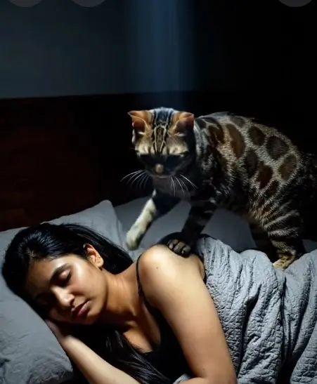 The cat woke her owner every night