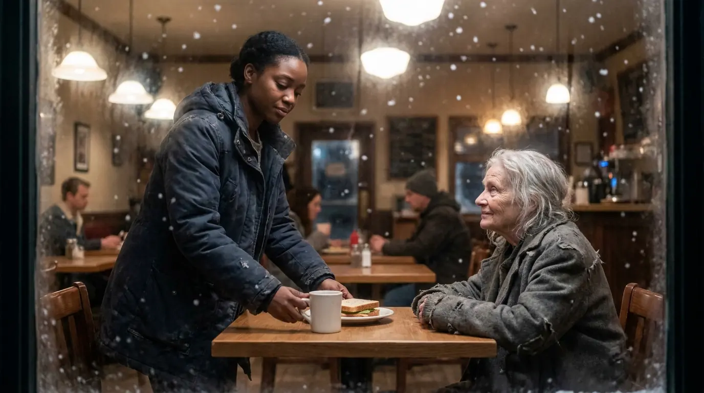 Young Seamstress Buys Coffee for a Poor Old Woman — Then Her Son Appeared