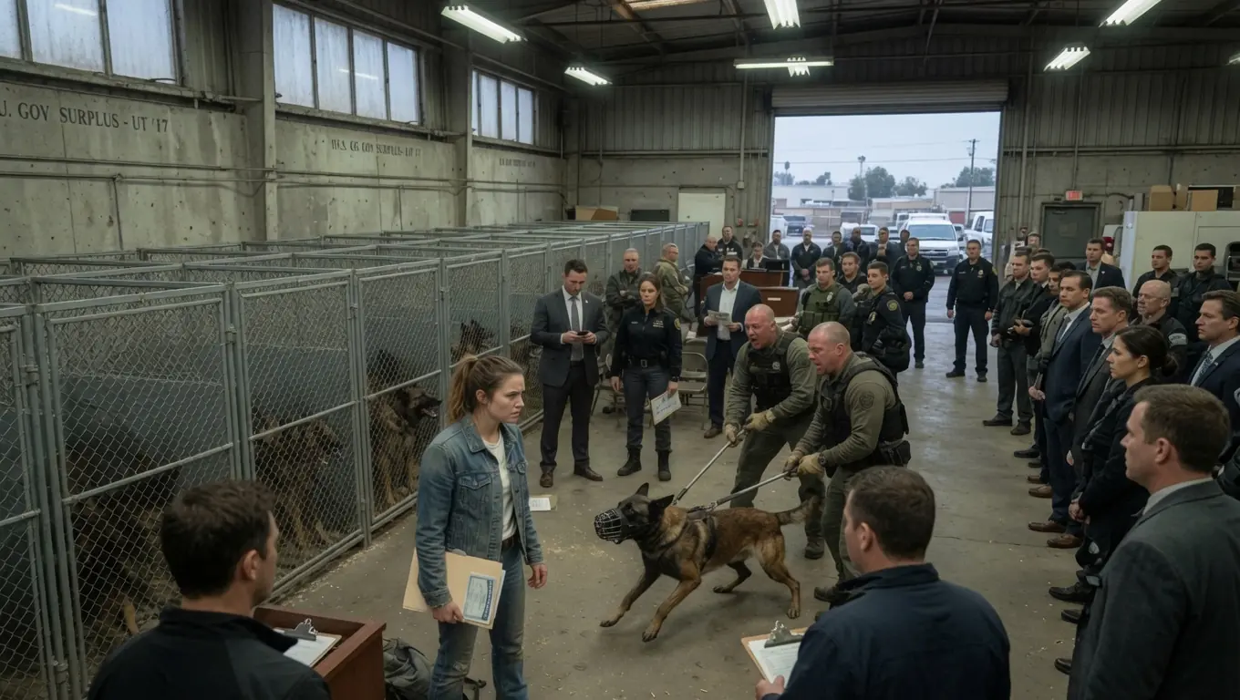 A 19-YEAR-OLD GIRL WALKED INTO A MILITARY DOG AUCTION WITH $2,415 — THEN SHE SPOKE ONE NAME
