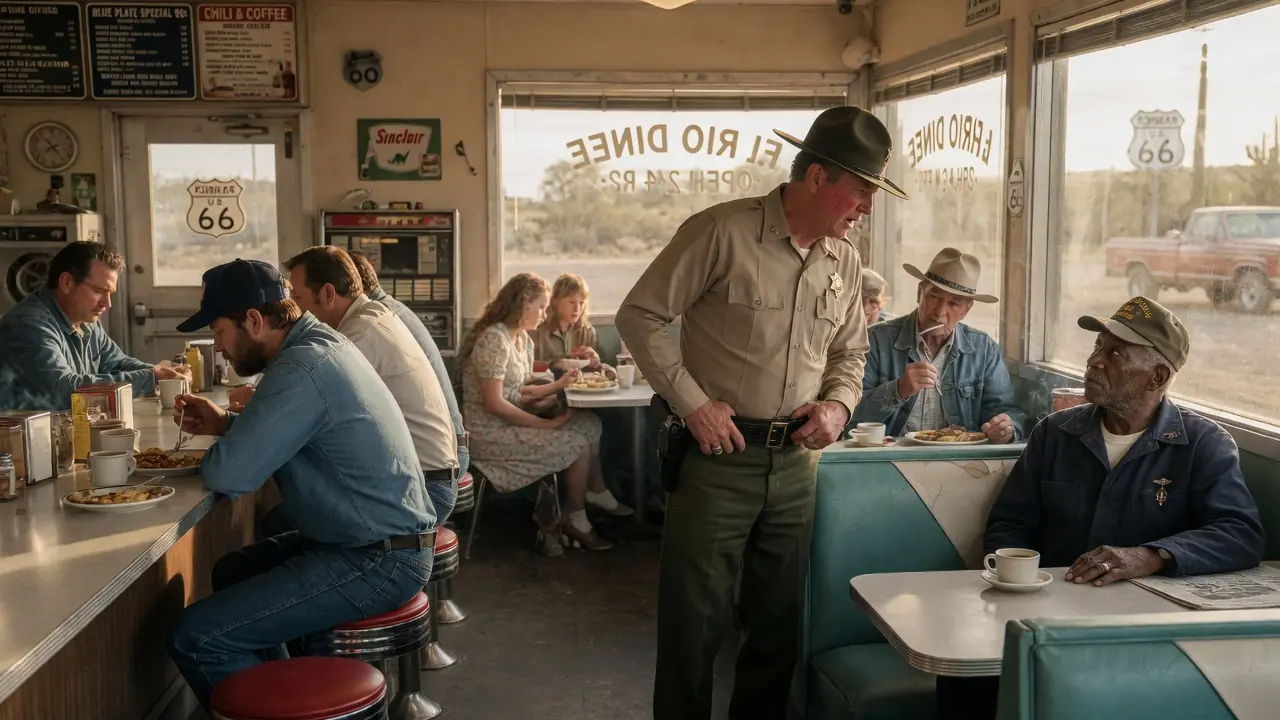 A SHERIFF TRIED TO HUMILIATE AN OLD BLACK MARINE IN A DINER — THEN JOHN WAYNE STOOD UP