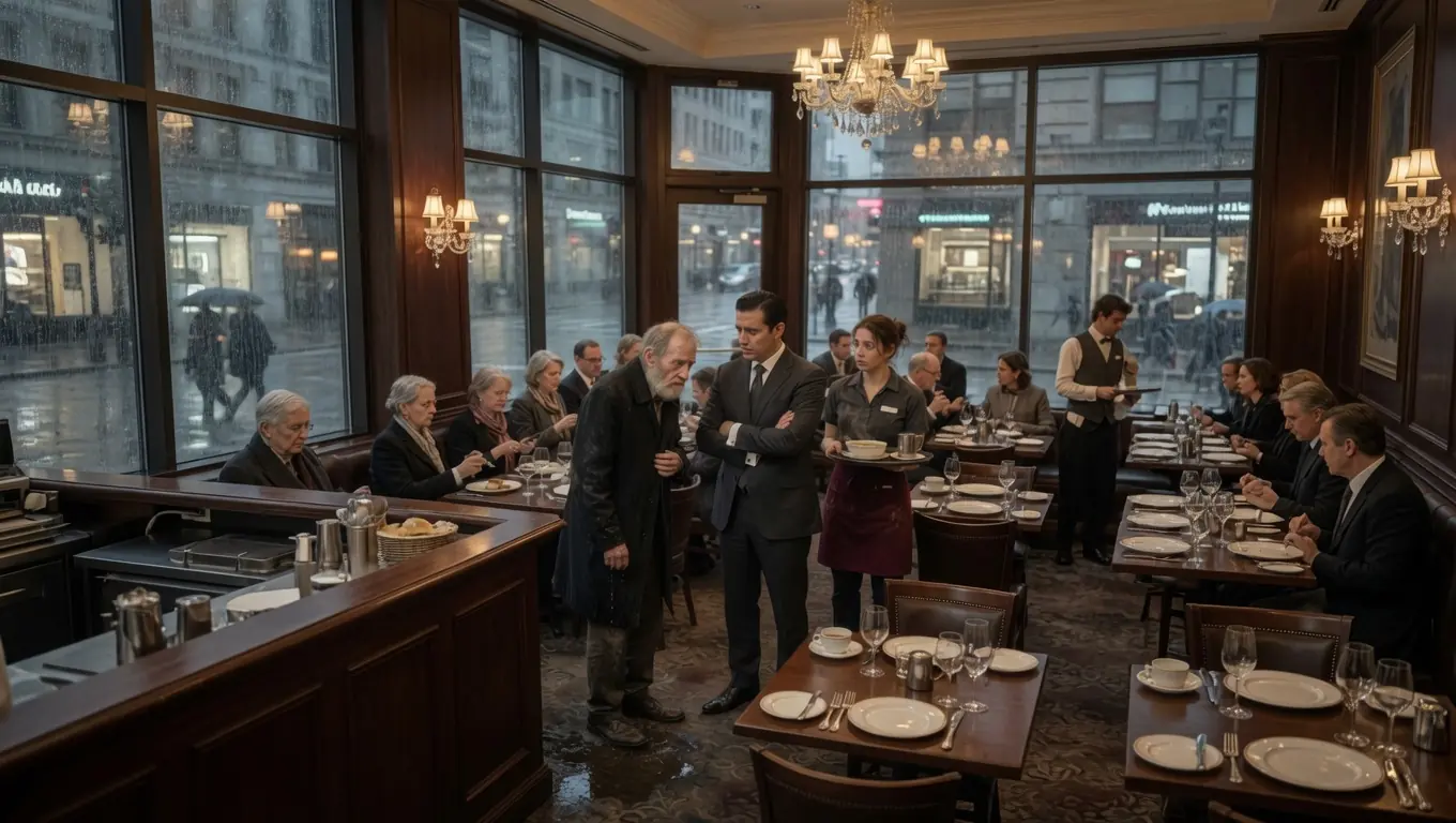 A RESTAURANT MANAGER HUMILIATED AN OLD MAN FOR LOOKING POOR — THEN THE OWNER WALKED IN