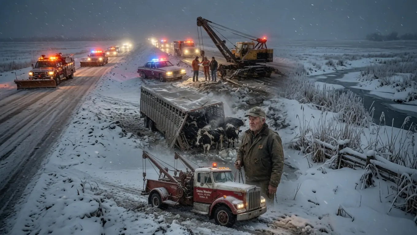 MODERN RECOVERY CREWS SAID THE CATTLE TRUCK WAS IMPOSSIBLE TO SAVE — THEN A 68-YEAR-OLD MAN ARRIVED IN A TOW TRUCK BUILT BEFORE KOREA