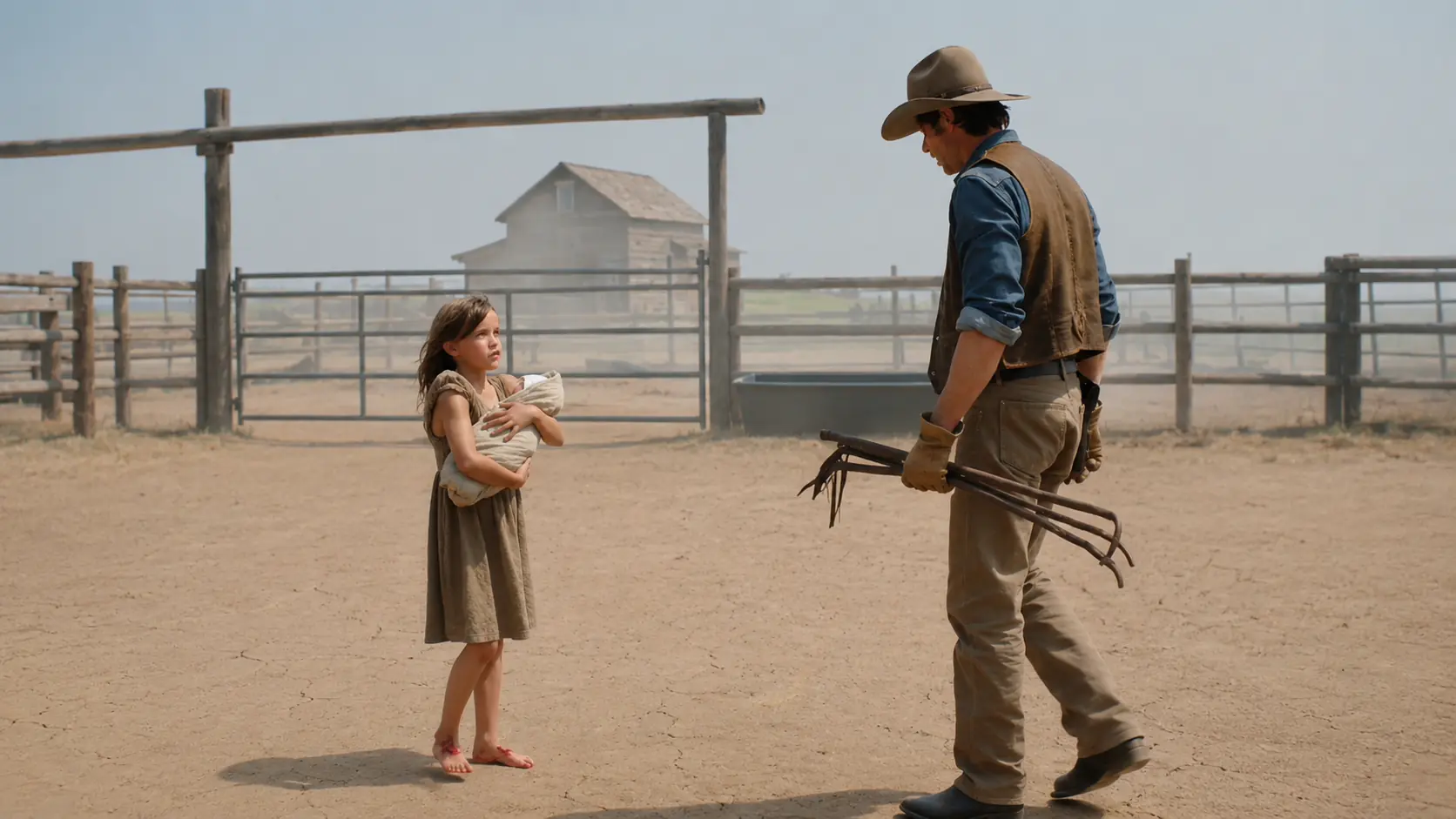 A Barefoot Girl Asked a Cowboy for Work - Then He Saw What She Carried to His Porch