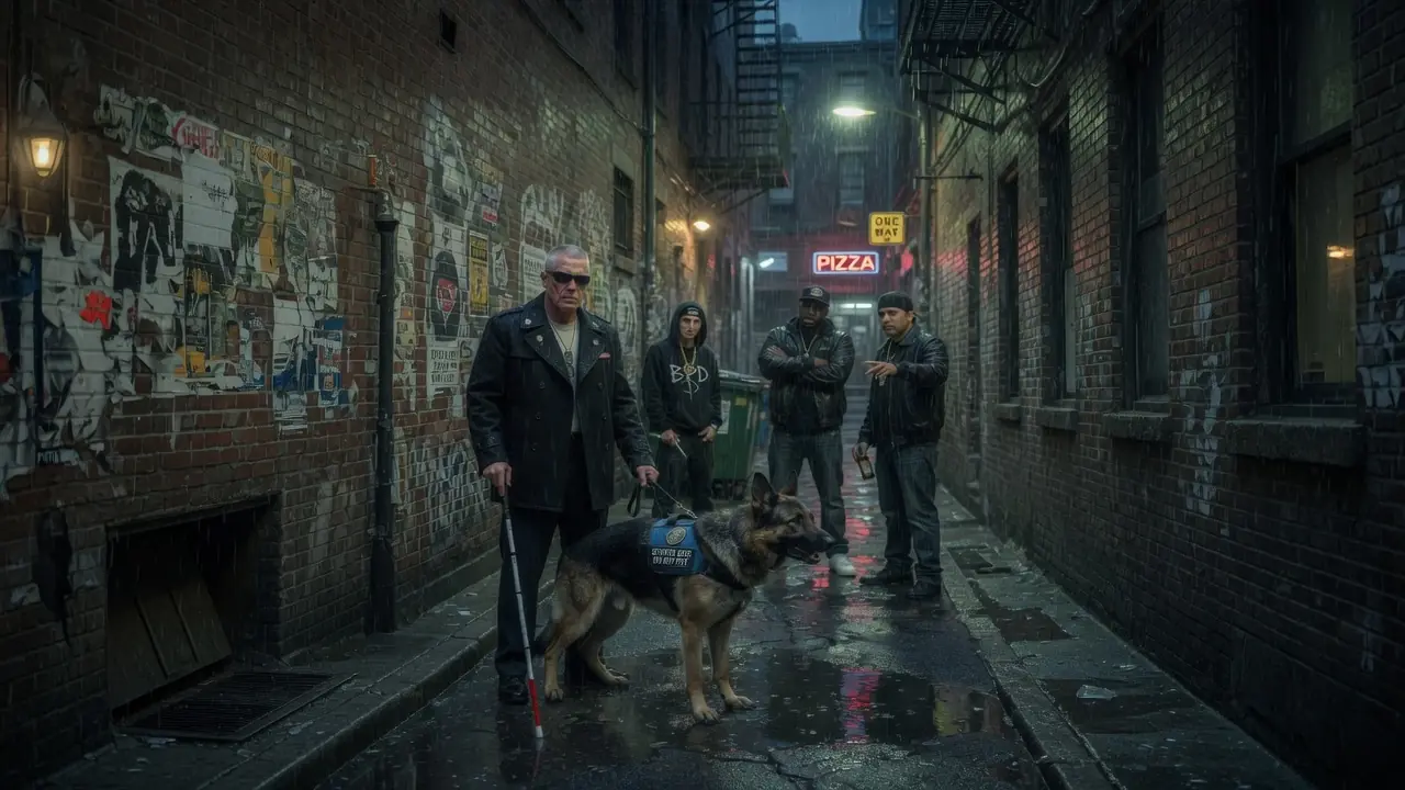 Three Street Thugs Cornered A Blind Veteran... Then His Dog Stopped Moving