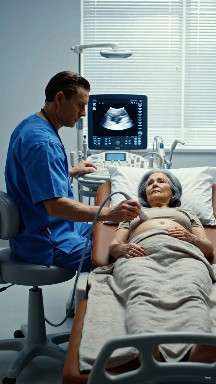 A doctor was performing a routine ultrasound on a 70-year-old woman who had been complaining of severe abdominal pain when he suddenly saw something unbelievable on the screen